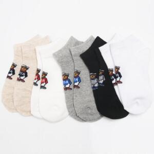 베이직 컬러 곰디자인 발목양말 5족 초등 학생 데일리