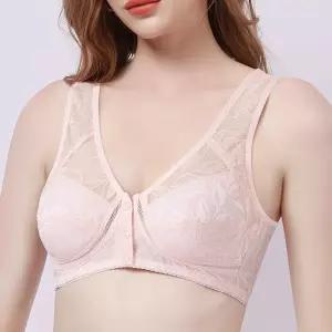 [미미캐츠]벨라뮤즈 국내산 앞단추 인견 시원한 레이스 노와이어 브라 85B-110B까지 빅사이즈 가능 BR-7009