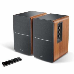 EDIFIER R1280DB 활성 블루투스 책장 스피커 광학 입력 무선 스튜디오 모니터 서브우퍼 라인 출력 42W RMS 우드 그레인