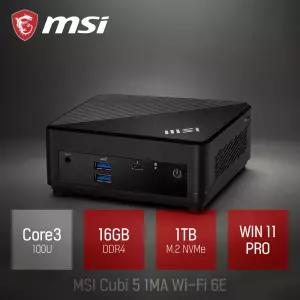 ⓒ MSI 미니PC Cubi 5 1MA Wi-Fi 6E Core3 100U 16GB 1TB WIN11 / 주식용 기업용 가벼운 고성능 미니PC