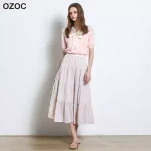 [오조크(OZOC)] 밴딩 시어서커 플레어 롱스커트 (택가격 71000원)