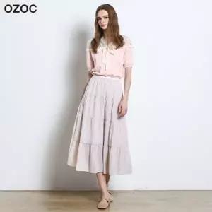 [오조크(OZOC)] 밴딩 시어서커 플레어 롱스커트 (택가격 71000원)