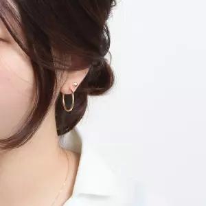 14K 골드필드 20mm 골드 파이프 후프 링 귀걸이 골드 필드 귀걸이 핀 로즈 링 스터드 드롭