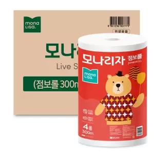모나리자 점보롤 300m 4롤 x 4개16롤 엠보싱 2겹 대용량 화장실 롤 휴지 화장지 티슈 업소용