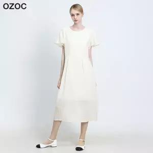 [오조크(OZOC)] 러플소매 반팔 롱원피스 (택가격 114000원)