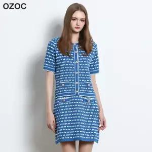 [오조크(OZOC)] 리본패턴 원피스가디건 세트 (택가격 199000원)
