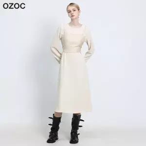 [오조크(OZOC)] 텐셀 배색 뷔스티에 원피스(택가격 171000원)