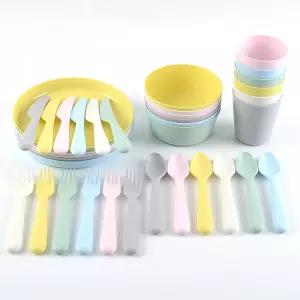 어린이 아동용 칼라스 식기 그릇 접시 컵 포크