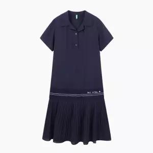 베네통 메쉬 라인 플리츠 원피스