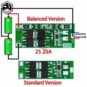 18650 배터리 보호 보드 BMS DIY용 표준 밸런스 2S 20A 7.4V 8.4V