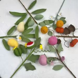 시뮬레이션 꽃 수제 크로셰 시리즈 꽃다발 니트 감귤 레몬 완성 집 장식