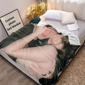 1PC 담요 사진 플란넬 침대 생일 웨딩 커플 발렌타인 데이 휴일 선물