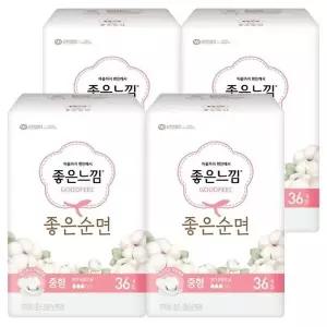 좋은느낌 좋은순면 슬림날개 중형 36개x 4팩