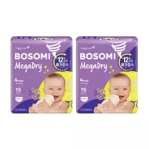 보솜이 NEW 메가드라이 팬티 기저귀, 대형, 15매, 2개(30매)