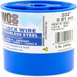 WCS .032 스테인리스 스틸 안전 잠금 와이어 T302/304 NASM20995C MS20995C ASTM A580 조건 A AMS5697