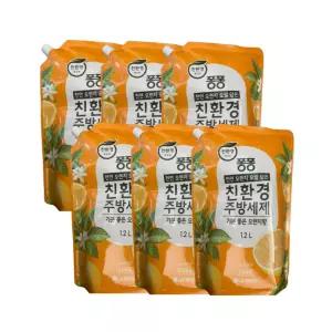 퐁퐁 친환경 주방세제 오렌지 1.2L x 6개