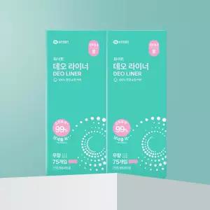 좋은느낌 화이트 팬티라이너 순면커버 대용량 롱 75매 2팩