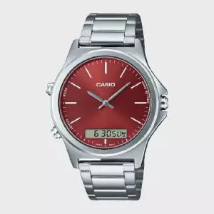CASIO 카시오 MTP-VC01D-5E 남성 클래식 레드 메탈 손목시계