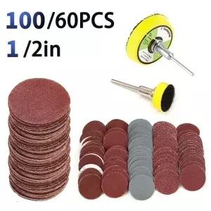 60pc 2/1 인치 샌딩 패드 세트 100-3000 그릿 연마 키트 로타리 도구 샌드페이퍼 액세서리 Dropshipping