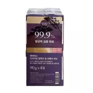 [제이큐]해피바스 비누 라벤다 4개입 팩 90g
