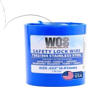 WCS .032 스테인리스 스틸 안전 잠금 와이어 T302/304 NASM20995C MS20995C ASTM A580 조건 A AMS5697