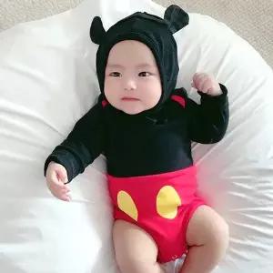 [키즈켈리]믹보이 긴팔 보넷 바디 슈트 / 아기옷 신생아옷 바디슈트 바디수트