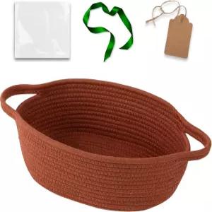 OIAHOMY 작은 직물 바구니 선물용 가방 포함 리본과 DIY 라벨 카드 하늘의 로프 12×8×5인치 핸들이 달린