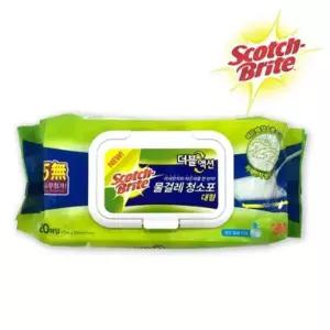 3M 더블액션 물걸레청소포 대형 20매 일회용 리필 막대 밀대 물포 습식