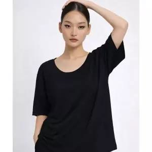 스튜디오235 모달 보이핏 유넥 반팔 블랙 2370669