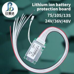 비시다 BMS 24V/36V/48V/7S/10S/13S 분리형 포트 충전식 18650 리튬 배터리 보호 보드 전기 자전거/전기 스