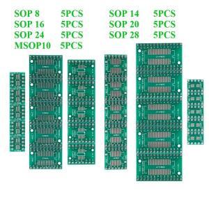 35개/세트 PCB 보드 키트 SMD DIP 어댑터 컨버터 플레이트 MSOP10 SOT23 SOP8 16 24 28 인쇄 회로 기판