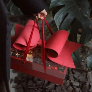 꽃선물 상자 발렌타인 데이 리본 과일 PVC 투명 의 날 휴대용