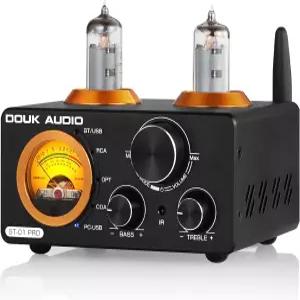 Douk 오디오 ST-01 PRO 200W 블루투스 앰프 USB DAC가 장착된 2채널 진공관 전원 /동축 광 입력 /VU 미터