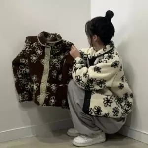 리버시블 플라워 양털 뽀글이 덤블 점퍼 자켓 후리스 양면 여성 꽃무늬 바람막이 잠바 여자 겨울 아우터