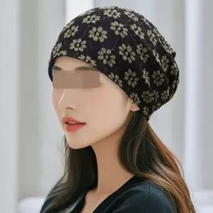여성비니모자 체크 가을겨울 패션