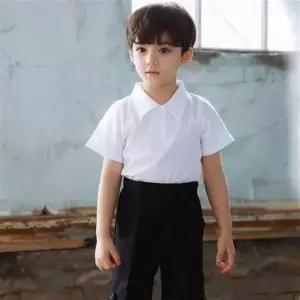 잭키드 여름 아동 흰색 반팔 남방 카라티 셔츠 화이트 키즈 남