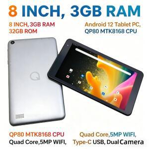 즈 8인치 3GB 램 롬 안드로이드 12 QP80 태블릿 PC 1280 X 800 IPS 스크린 MTK 8168 쿼드 코어 2.0GHz 듀얼
