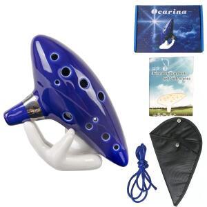 Miwayer Ocarina12 톤 알토 C 세라믹 오카리나 악기송서 넥 스트링 코드 캐리어 블루 포함