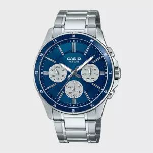 CASIO 카시오 MTP-1374D-2A3 남성 심플 블루 메탈 손목시계