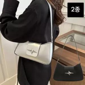 여성가방 숄더백 여성 실버장식 바게트 숄더백 실버 블랙 가방