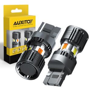 AUXITO 2개 듀얼 컬러 T20 W215W 7443 LED 라이트 캔버스 앰버 옐로우 화이트 자동차 방향 지시등 DRL 주차