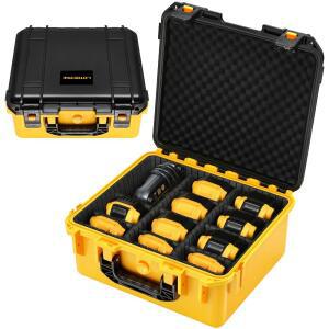 DEWALT MILWAUKEE용 방수 배터리 케이스 - 보관 정리함 | 8V/12V/18V/20V MAX XR 및 충전기용 9개 조절 칸막이가 있는 하드 셸 백 전용 정리 박스(케이스만)