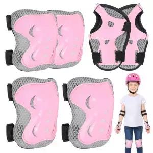 6 Pcs 무릎 패드 팔꿈치 손목 보호대 세트 스케이트 사이클링 롤러 블레이드 스쿠터 용 조정 가능한 장비