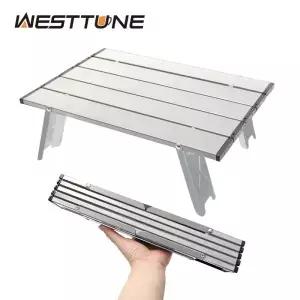WESTTUNE 경량 롤 테이블 미니 접이식 배낭 낚시 피크닉 바베큐 야외 알루미늄 거실 식탁