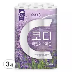 코디 3겹 생필품 위생용품 라벤더 스페셜 롤화장지 30m 30롤 3개