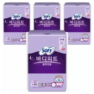 쏘피 바디피트 냄새걱정없는 흡수력 볼록맞춤 생리대 날개형 슈퍼롱 20개입 4개
