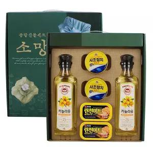 설날추석 소망 선물세트6P(오일2개+참치2개+햄2개) 명절종합 카놀라유 런천미트
