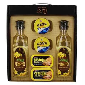 소망 선물세트(6P) 햄오일 명절선물 사조참치 런천미트 카놀라유 오일 식용유 케이스포장