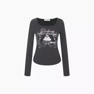 [AK분당점] [에고이스트] [BLUE LABEL] 스퀘어넥 프린팅 긴팔 티셔츠  ES2OTL05