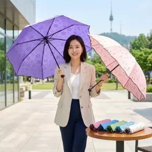 [도매라인] 와이드양우산*플라워 UV차단 양우산 3단 암막우산 양우산 자외선차단 꽃무늬양산